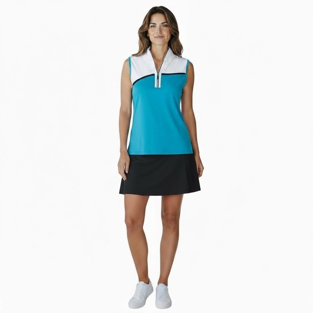 Izod Perform Movement Cool-FX M Rhinestone Golf Tennis Turquoise Sleeveless Top